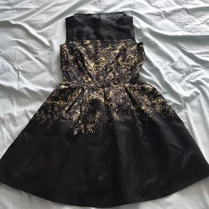 Black Midi Dress with Leave Prints